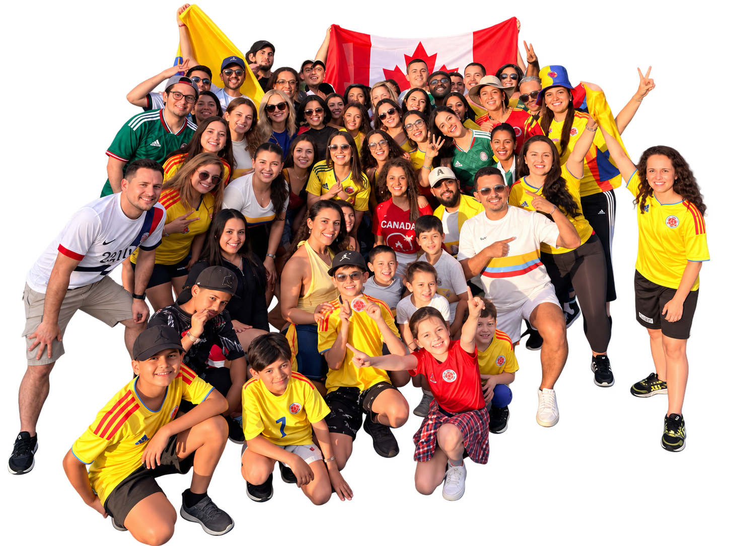 The Salsa & Sabor community group and flags, presented in a colour Stadium Sound brand composition